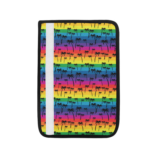 Palm Tree Rainbow Themed Print Car Seat Belt Cover