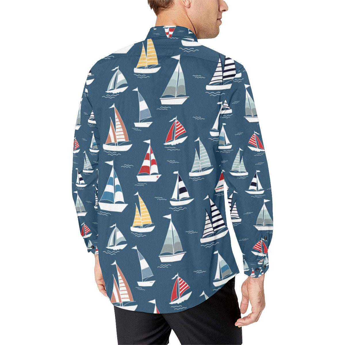 Sailing Ships Pattern Print Design A04 Men's Long Sleeve Shirt