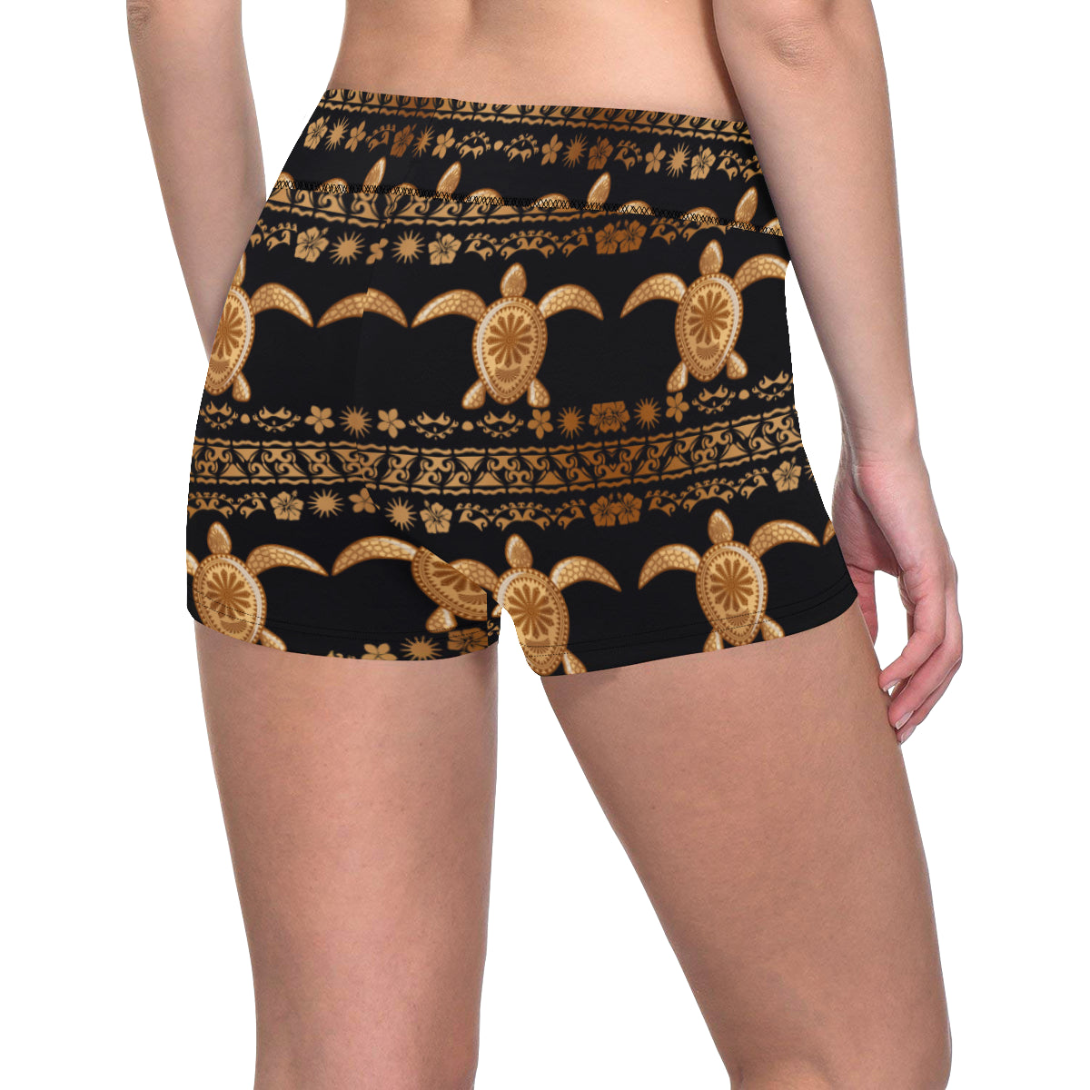 Tribal Sea turtle Polynesian Hawaiian Yoga Shorts