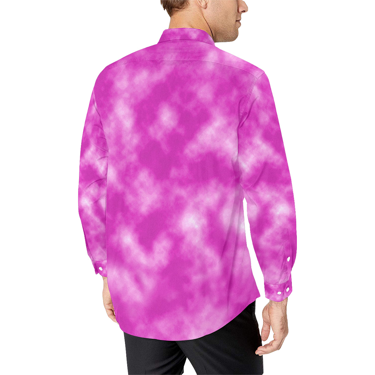 Tie Dye Pink Design Print Men's Long Sleeve Shirt