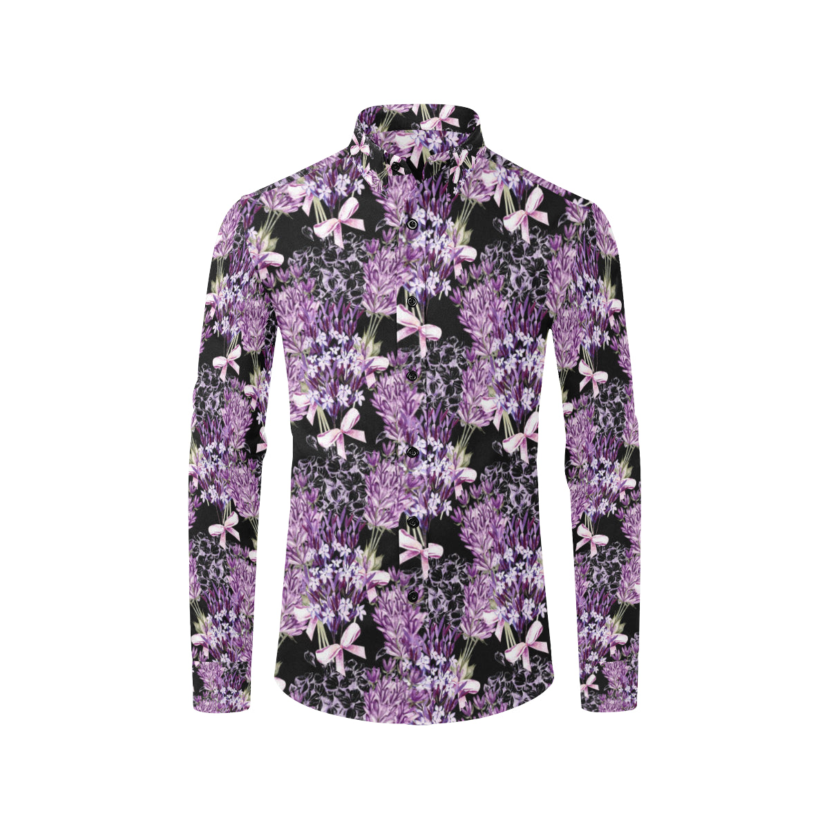 Lavender Pattern Print Design LV06 Men's Long Sleeve Shirt