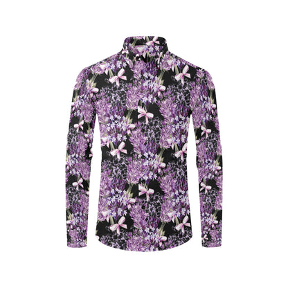 Lavender Pattern Print Design LV06 Men's Long Sleeve Shirt