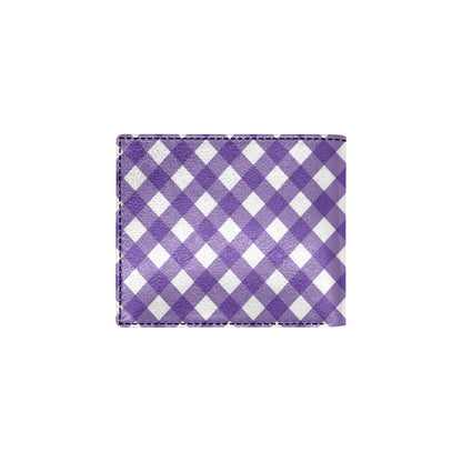 Gingham Purple Pattern Print Design 03 Men's ID Card Wallet