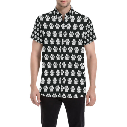 Paw Pattern Print Design A02 Men's Short Sleeve Button Up Shirt