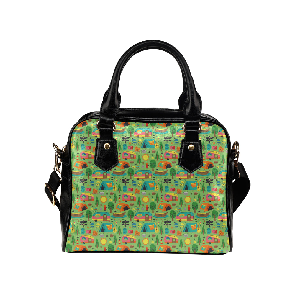 Camping Camper Pattern Print Design 04 Shoulder Handbag