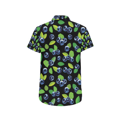 Blueberry Pattern Print Design BB03 Men's Short Sleeve Button Up Shirt