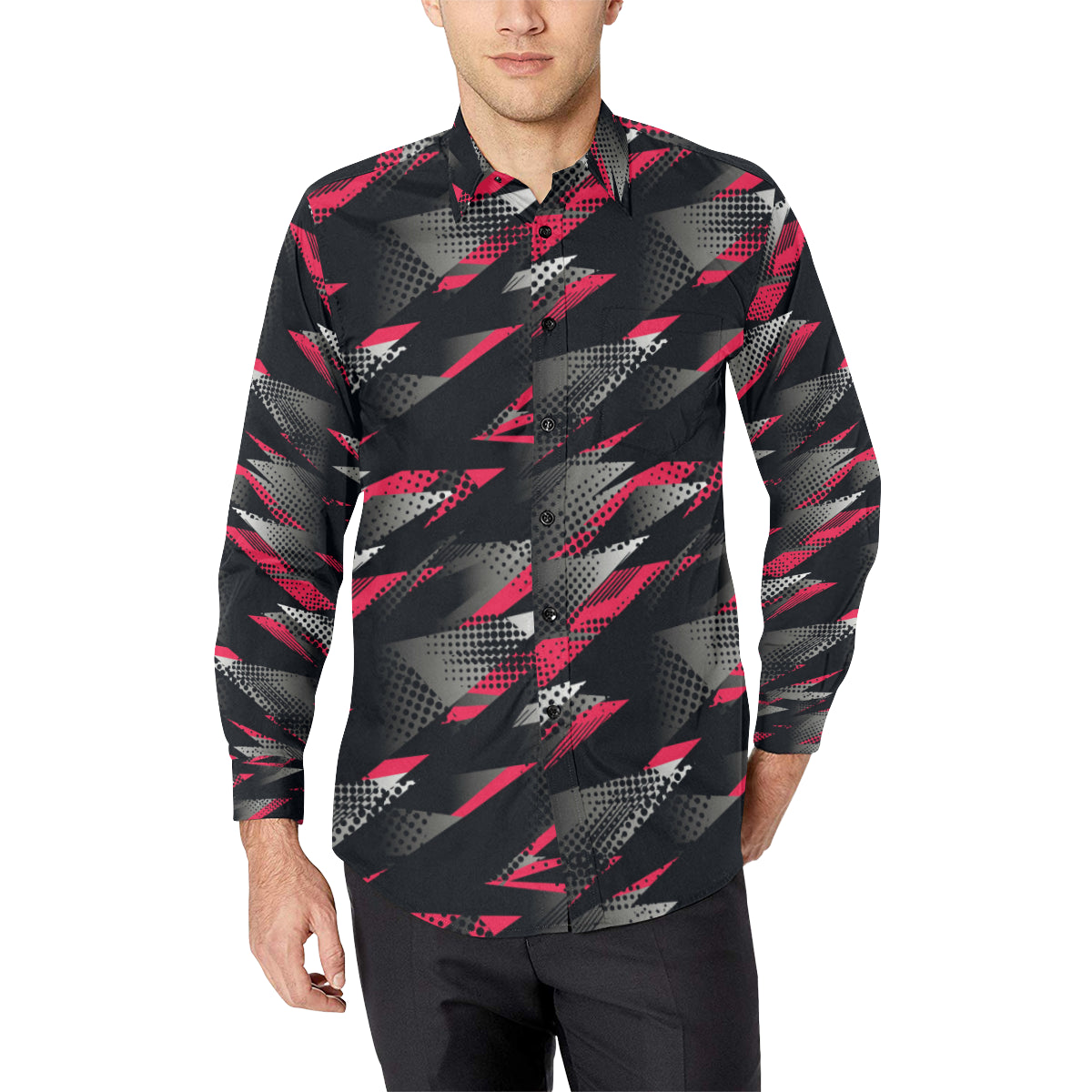 Racing Style Pattern Print Design A04 Men's Long Sleeve Shirt
