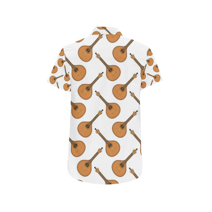 Mandolin Pattern Print Design 01 Men's Short Sleeve Button Up Shirt
