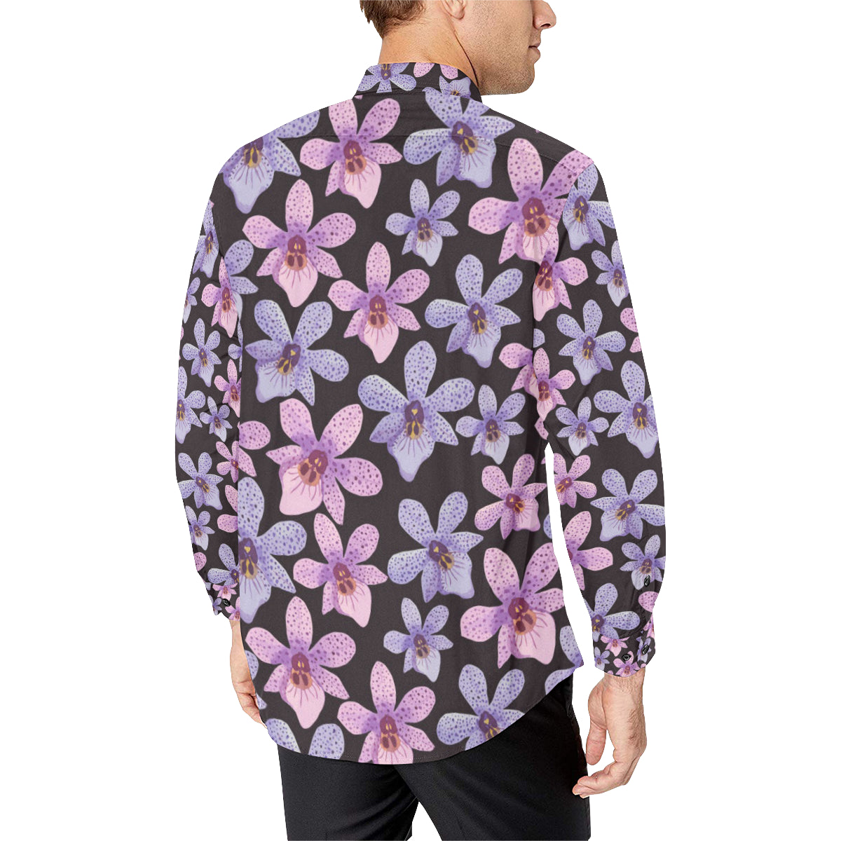 Orchid Pattern Print Design OR08 Men's Long Sleeve Shirt