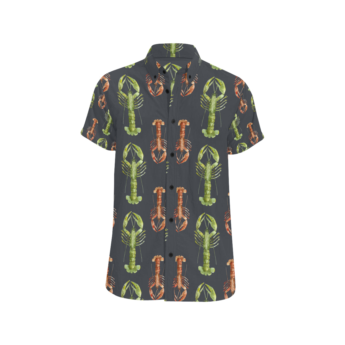 Lobster Pattern Print Design 01 Men's Short Sleeve Button Up Shirt