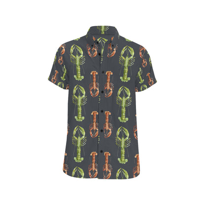 Lobster Pattern Print Design 01 Men's Short Sleeve Button Up Shirt