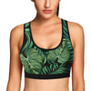 Green Fresh Tropical Palm Leaves Sports Bra