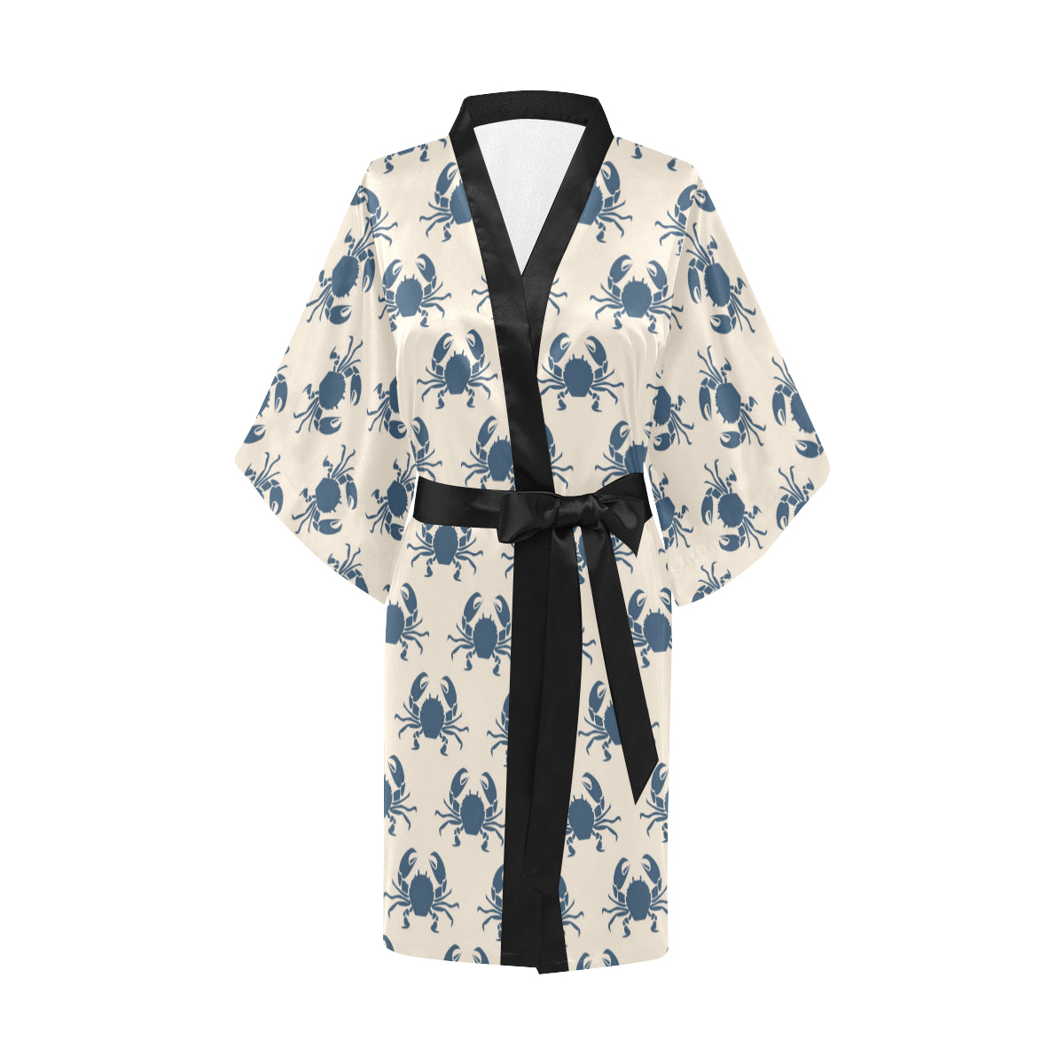 Crab Pattern Print Design 02 Women's Short Kimono