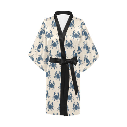 Crab Pattern Print Design 02 Women's Short Kimono
