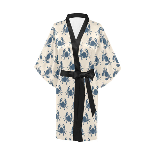 Crab Pattern Print Design 02 Women's Short Kimono