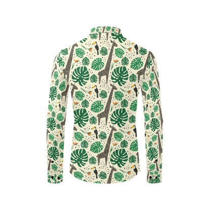Rainforest Giraffe Pattern Print Design A02 Men's Long Sleeve Shirt