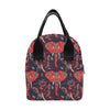 Red Indian Elephant Pattern Insulated Lunch Bag