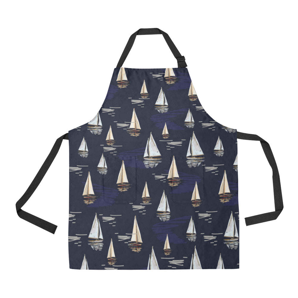 Sailing Ships Pattern Print Design A05 Apron with Pocket