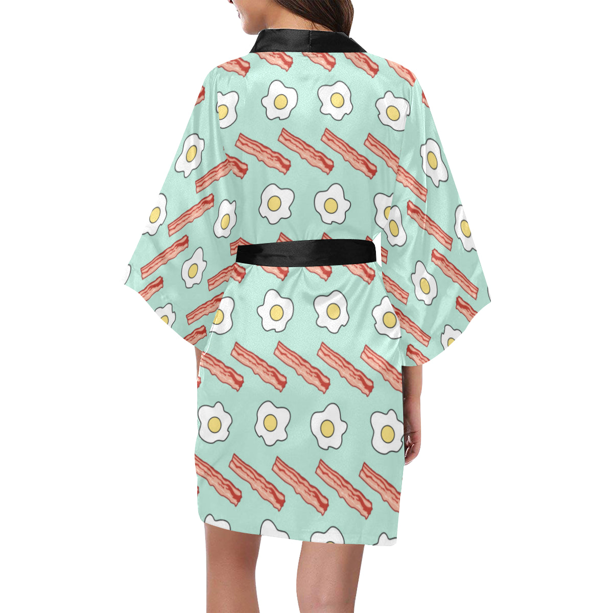 Bacon Sausage Pattern Print Design 01 Women's Short Kimono