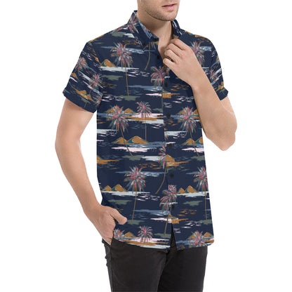 Pacific island Pattern Print Design A06 Men's Short Sleeve Button Up Shirt