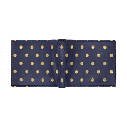 Polka Dot Gold Blue Pattern Print Design 02 Men's ID Card Wallet