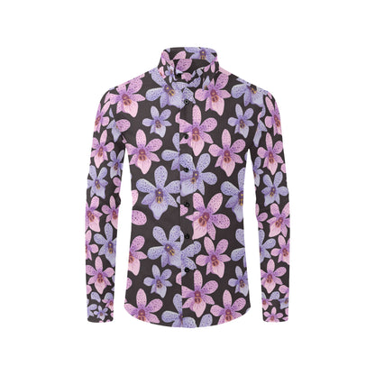 Orchid Pattern Print Design OR08 Men's Long Sleeve Shirt