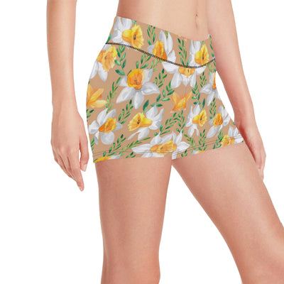 Daffodils Pattern Print Design DF04 Yoga Shorts