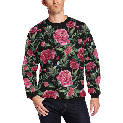 Peony Pattern Print Design PE04 Men Long Sleeve Sweatshirt