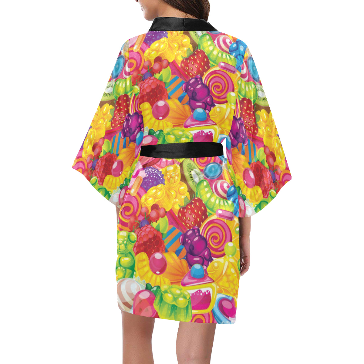 Candy Pattern Print Design CA01 Women's Short Kimono