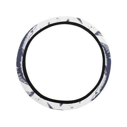 Great White Shark Pattern Print Design 02 Steering Wheel Cover with Elastic Edge