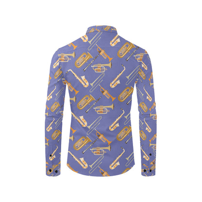 Trombone Pattern Print Design 02 Men's Long Sleeve Shirt