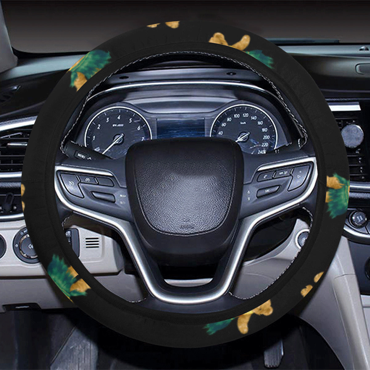 Hula Bear Pattern Print Design 06 Steering Wheel Cover with Elastic Edge