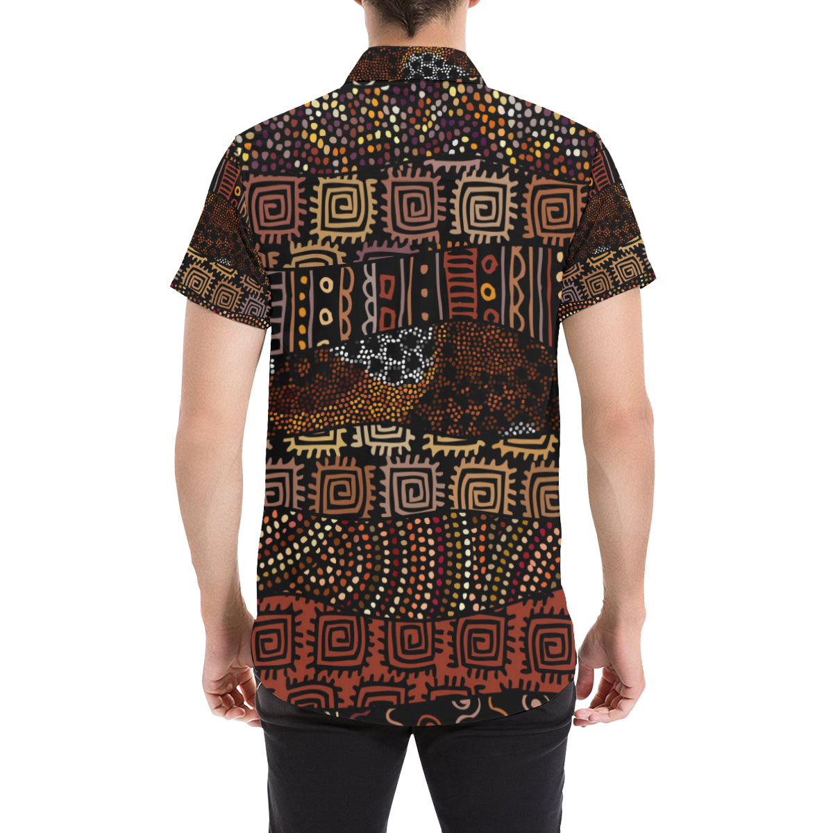 African Pattern Print Design 07 Men's Short Sleeve Button Up Shirt