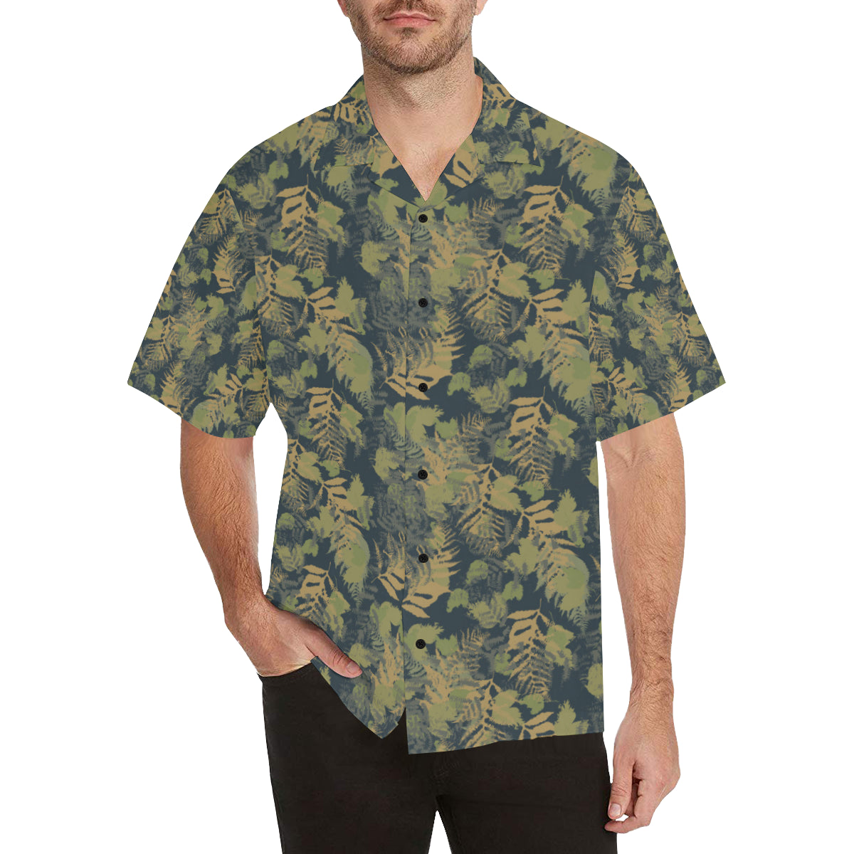 Camouflage Tropical Pattern Print Design 04 Men's Hawaiian Shirt