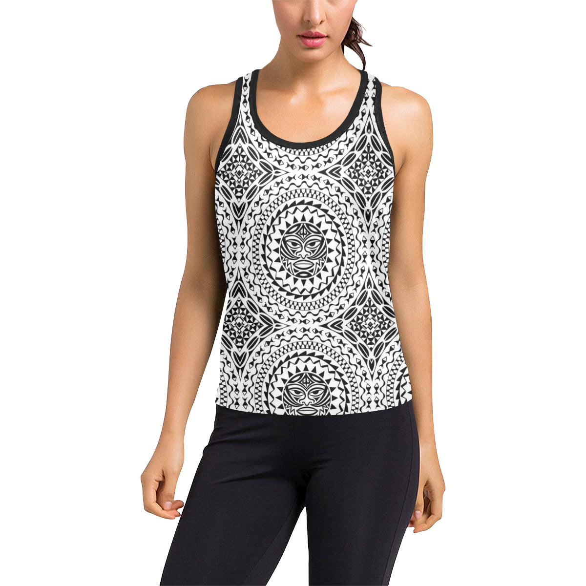 Polynesian Tribal Mask Women's Racerback Tank Top