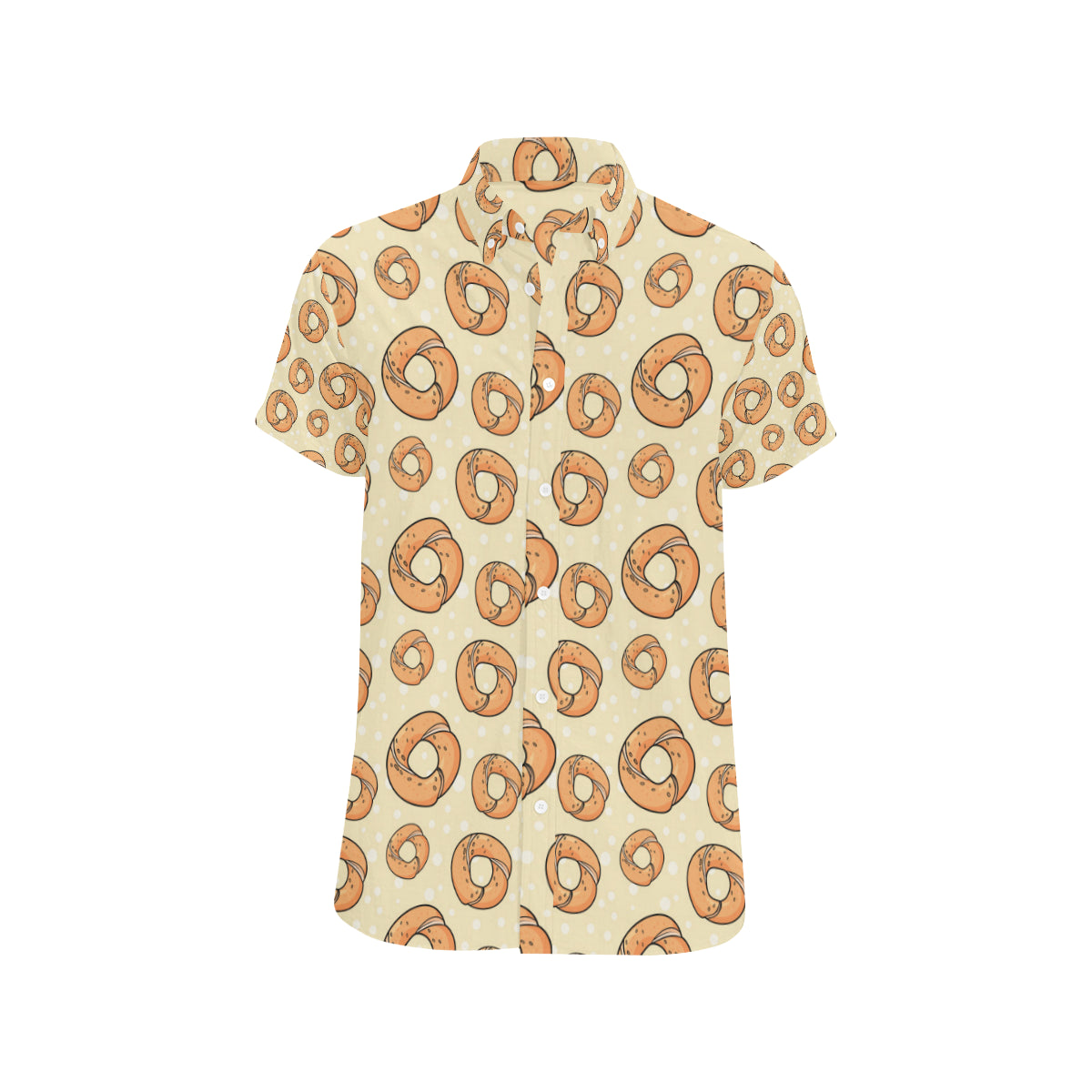 Bagel Pattern Print Design 03 Men's Short Sleeve Button Up Shirt