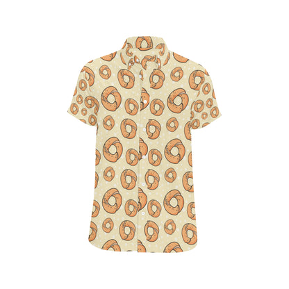 Bagel Pattern Print Design 03 Men's Short Sleeve Button Up Shirt