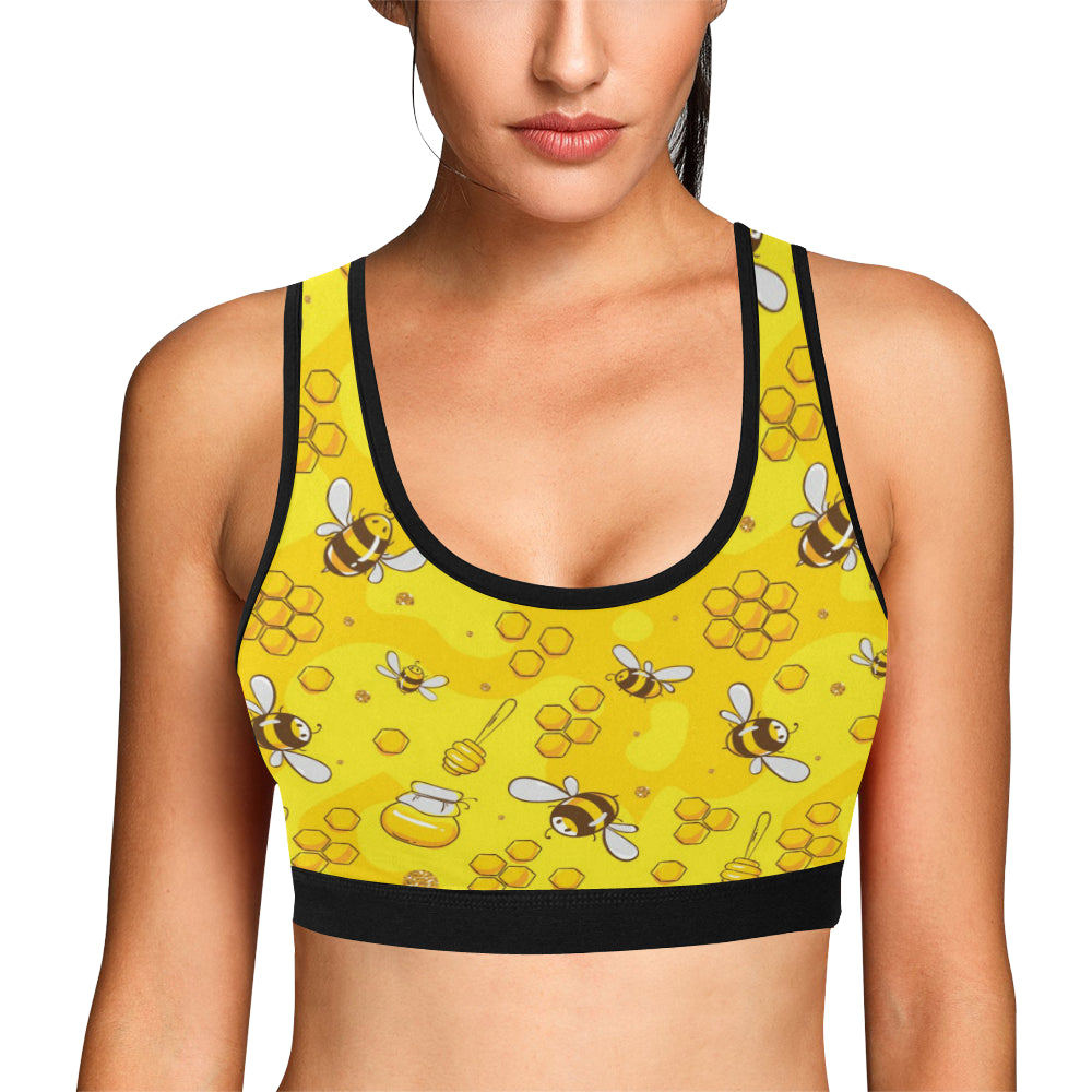 Bee Pattern Print Design BEE01 Sports Bra
