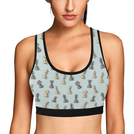 Chess Pattern Print Design 02 Sports Bra