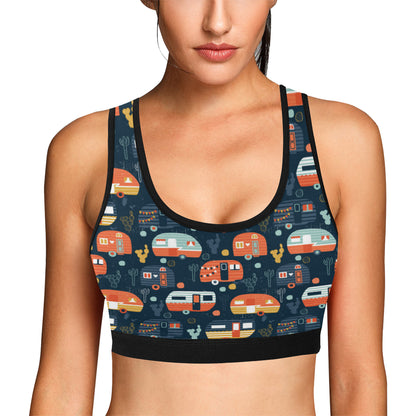 Camper Caravan Print Pattern Sports Bra