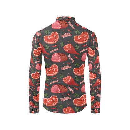 Meat Pattern Print Design 03 Men's Long Sleeve Shirt