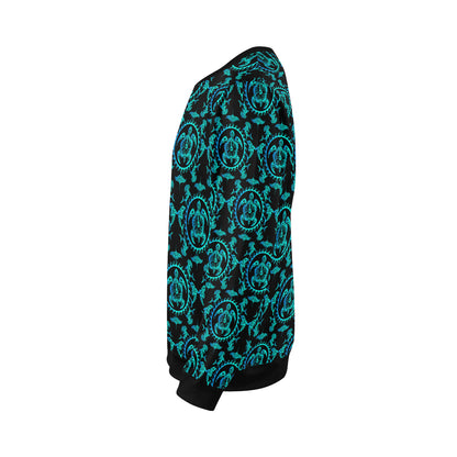 turquoise Tribal Sea Turtle Hawaiian Men Long Sleeve Sweatshirt
