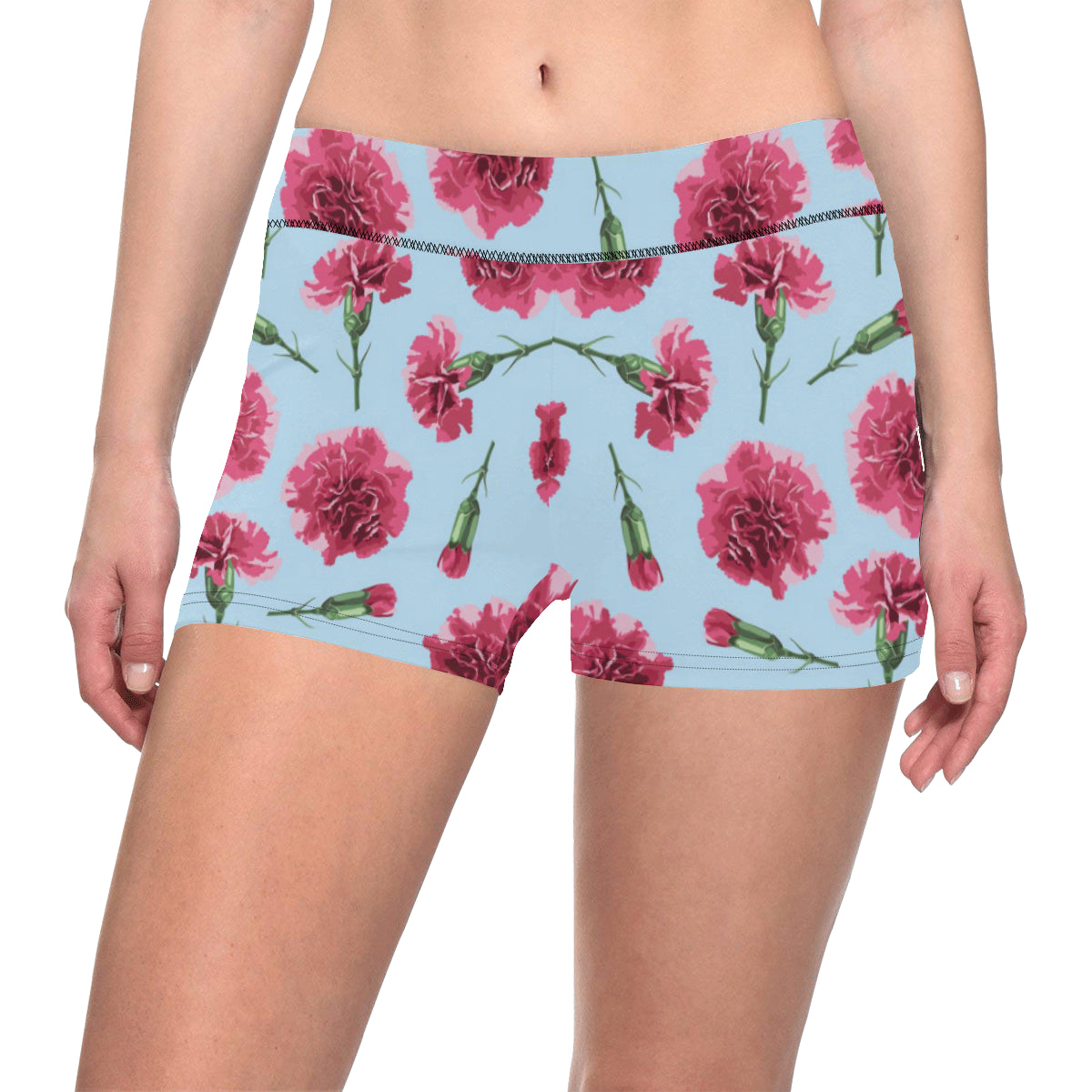 Carnations Pattern Print Design CN01 Yoga Shorts