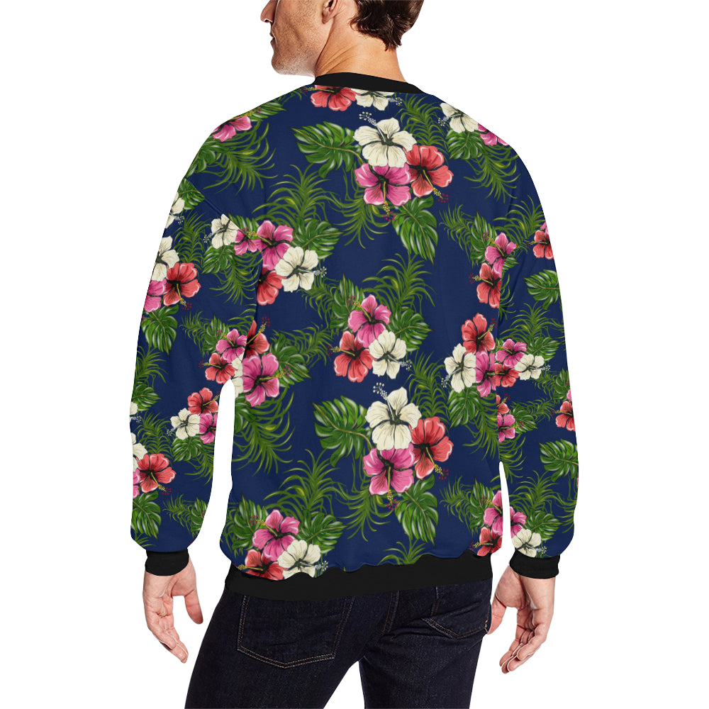 Hibiscus Pattern Print Design HB028 Men Long Sleeve Sweatshirt