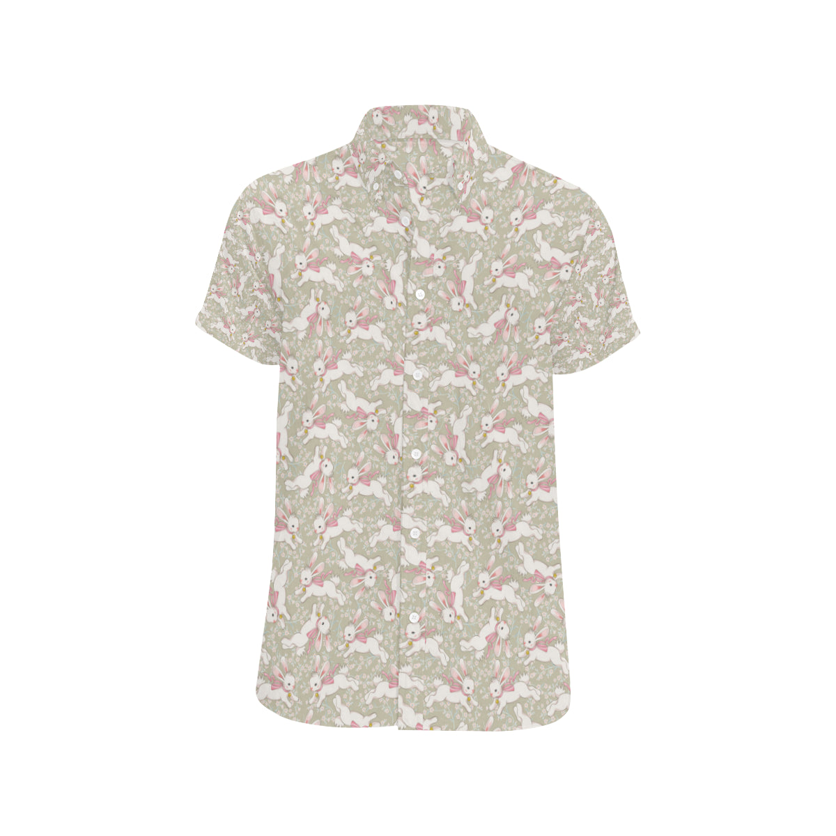 Bunny Pattern Print Design 06 Men's Short Sleeve Button Up Shirt