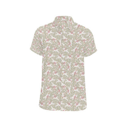 Bunny Pattern Print Design 06 Men's Short Sleeve Button Up Shirt