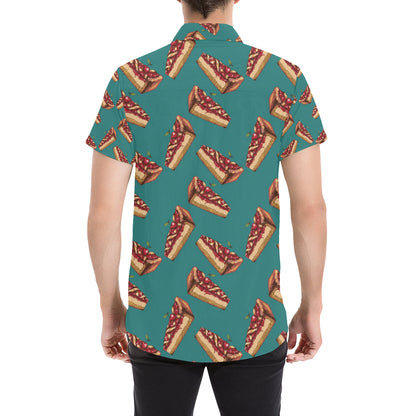 Cheesecake Cherry Pattern Print Design CK03 Men's Short Sleeve Button Up Shirt