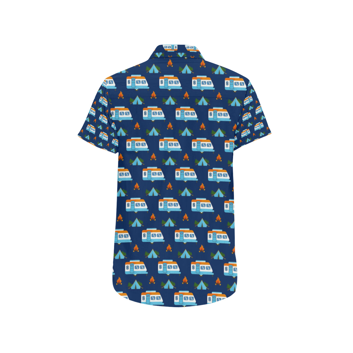 Camper Pattern Camping Themed No 3 Print Men's Short Sleeve Button Up Shirt