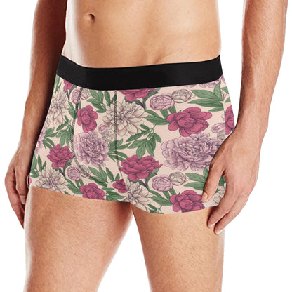 Peony Pattern Print Design A01 Men's Boxer Briefs