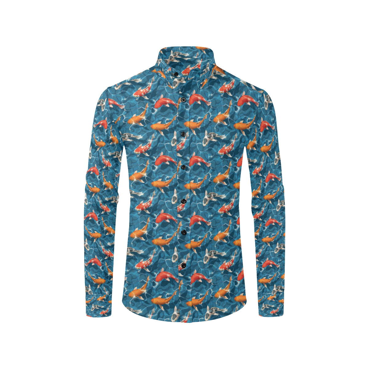 Koi Carp Water Design Themed Print Men's Long Sleeve Shirt